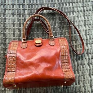 Brahmin Brown Croc Leather Crossbody Bag